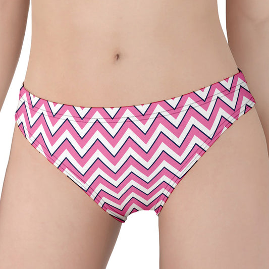 Pink White And Navy Chevron Print Women's Panties