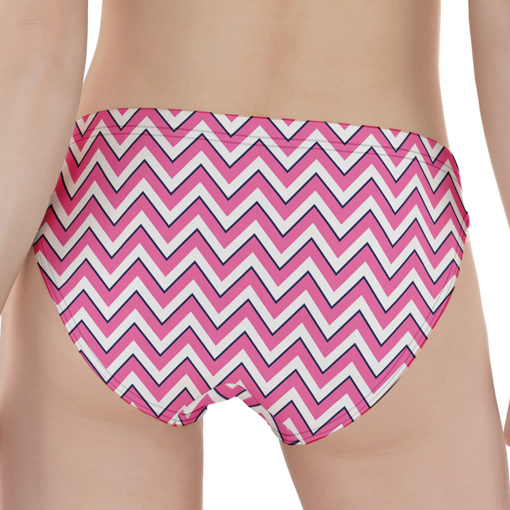 Pink White And Navy Chevron Print Women's Panties