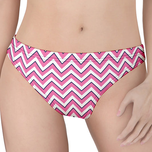 Pink White And Navy Chevron Print Women's Thong