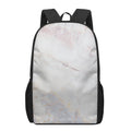 Pink White Grey Marble Print 17 Inch Backpack