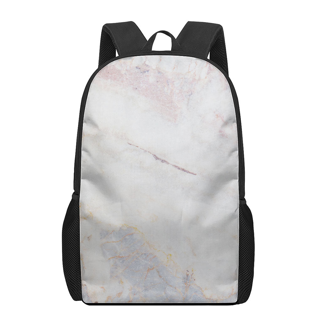 Pink White Grey Marble Print 17 Inch Backpack
