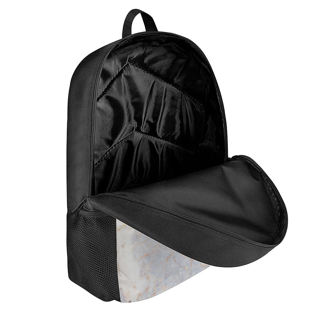Pink White Grey Marble Print 17 Inch Backpack