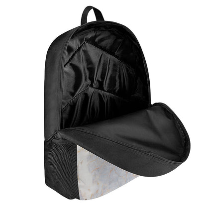 Pink White Grey Marble Print 17 Inch Backpack