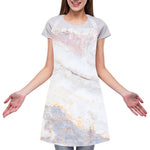 Pink White Grey Marble Print Adjustable Apron