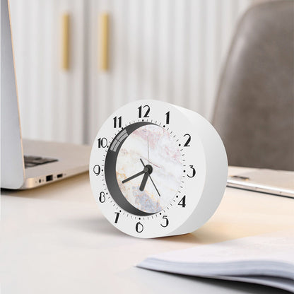 Pink White Grey Marble Print Alarm Clock