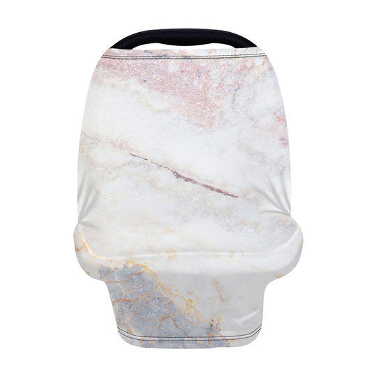 Pink White Grey Marble Print Baby Seat Cover