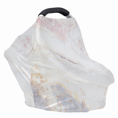 Pink White Grey Marble Print Baby Seat Cover