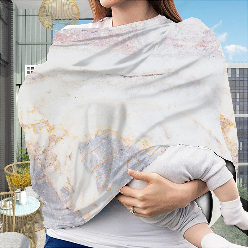 Pink White Grey Marble Print Baby Seat Cover