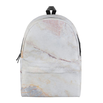 Pink White Grey Marble Print Backpack