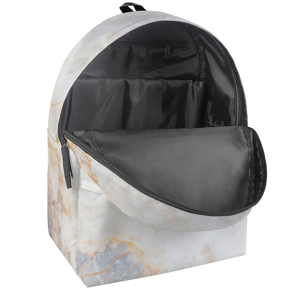 Pink White Grey Marble Print Backpack