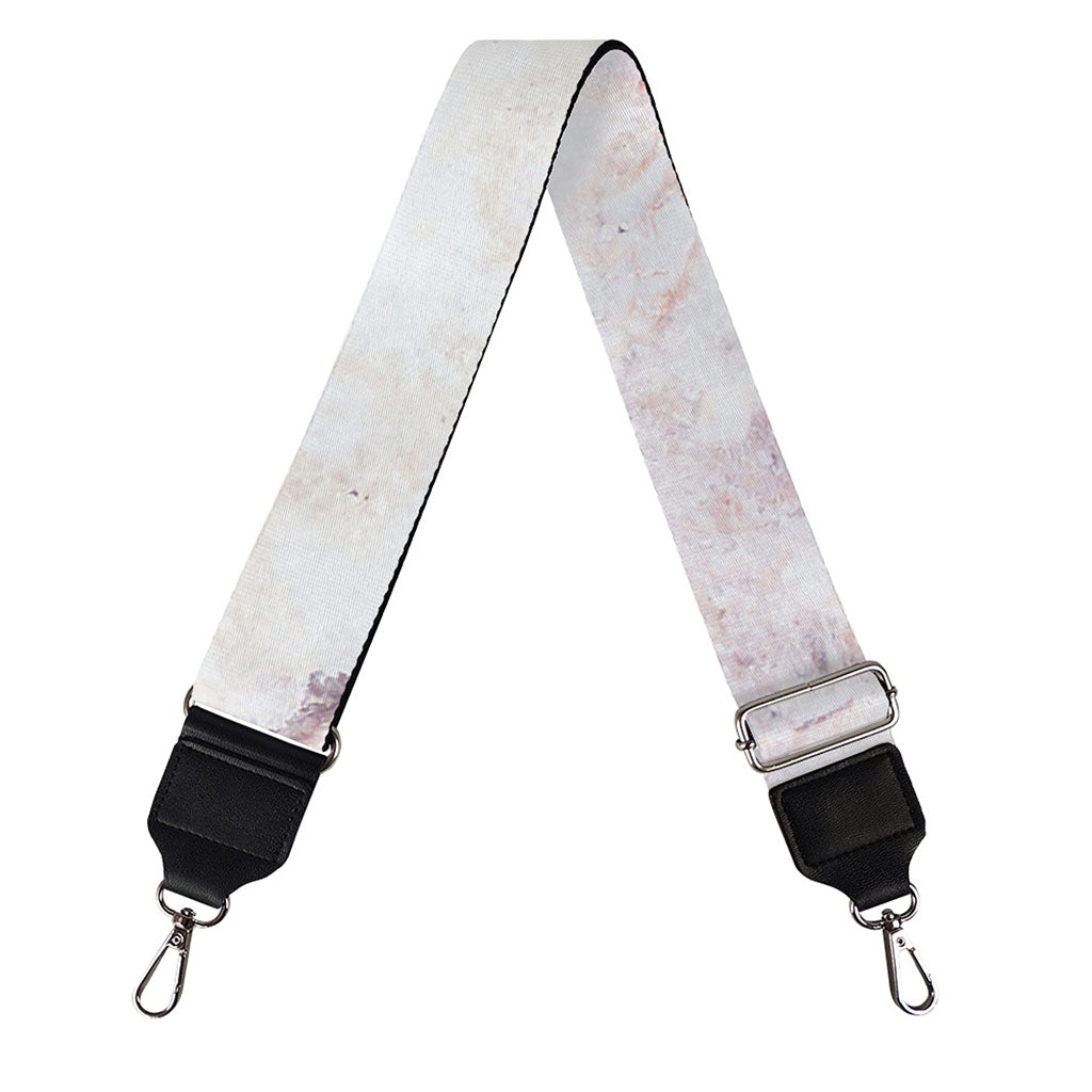 Pink White Grey Marble Print Bag Strap