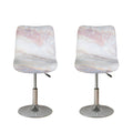 Pink White Grey Marble Print Bar Stool Covers