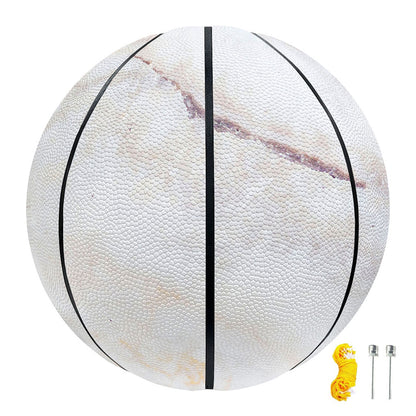 Pink White Grey Marble Print Basketball