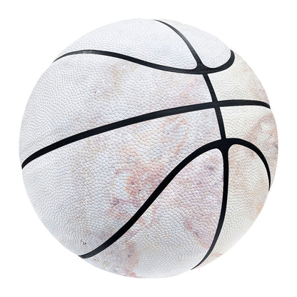 Pink White Grey Marble Print Basketball