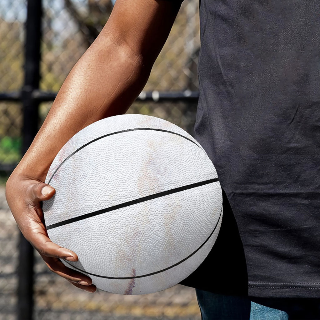 Pink White Grey Marble Print Basketball