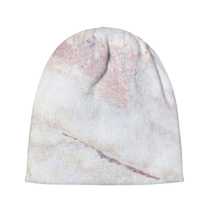 Pink White Grey Marble Print Beanie