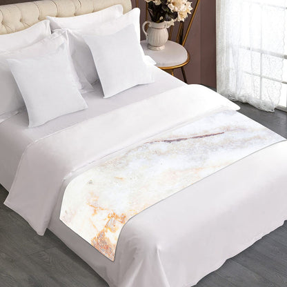 Pink White Grey Marble Print Bed Runner