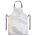 Pink White Grey Marble Print Bib Apron With Pocket