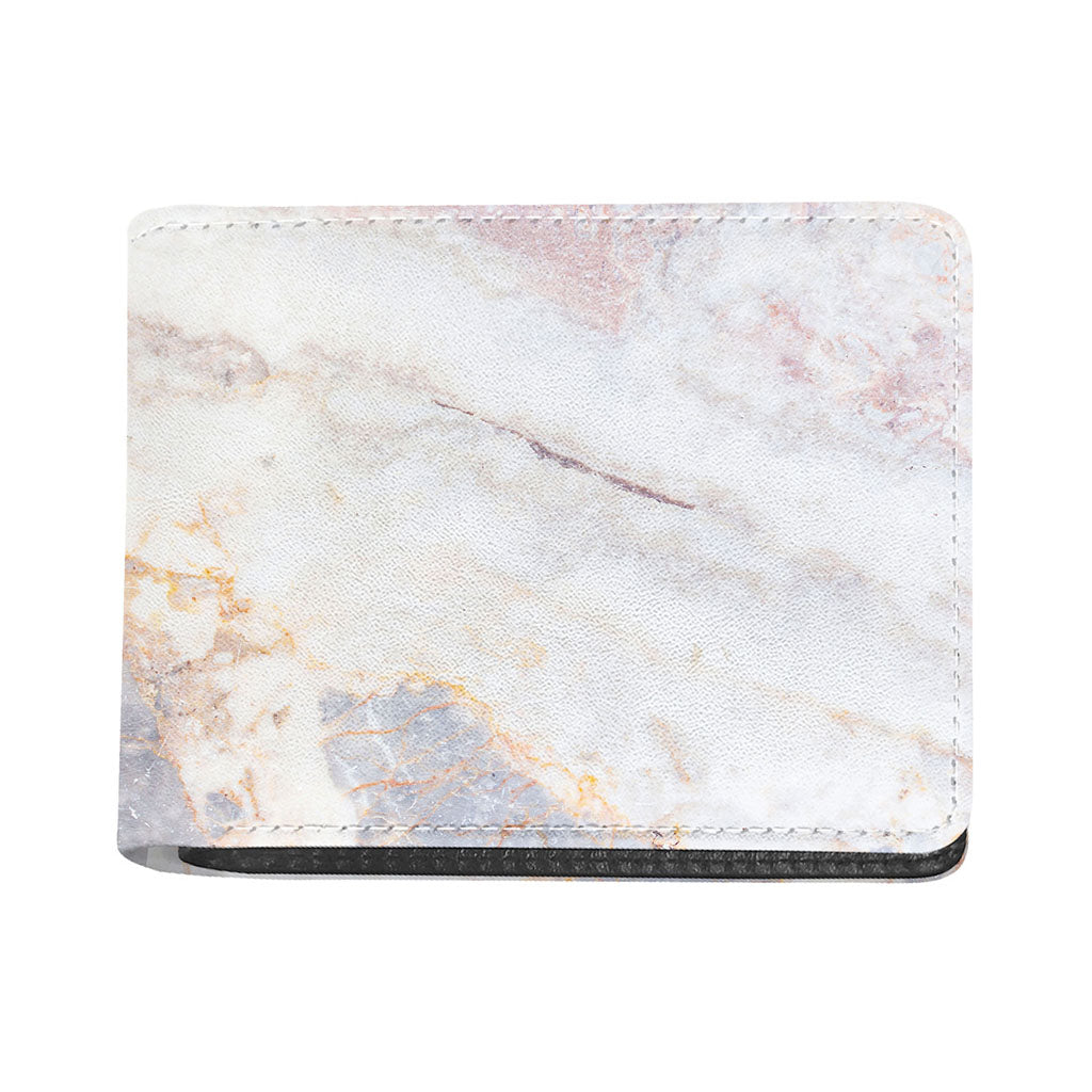 Pink White Grey Marble Print Bifold Wallet