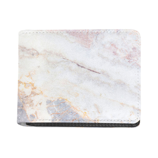 Pink White Grey Marble Print Bifold Wallet