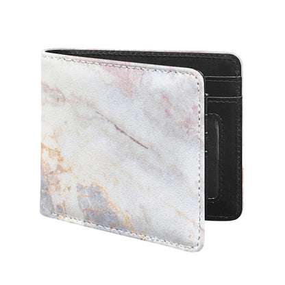 Pink White Grey Marble Print Bifold Wallet