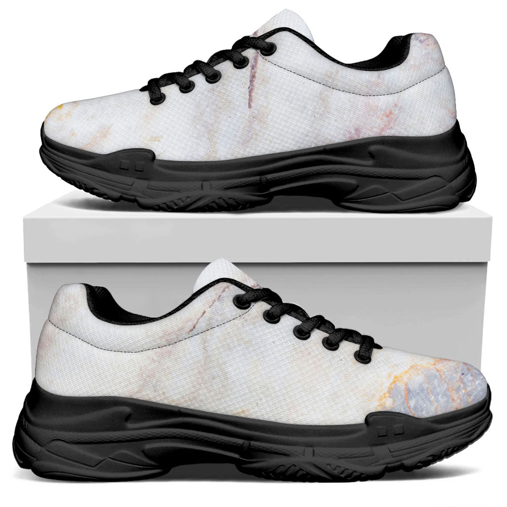 Pink White Grey Marble Print Black Chunky Shoes