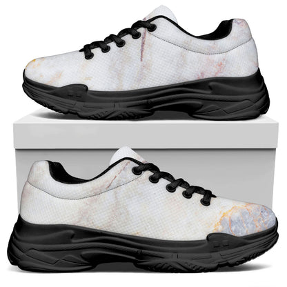 Pink White Grey Marble Print Black Chunky Shoes