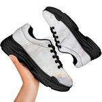 Pink White Grey Marble Print Black Chunky Shoes