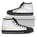 Pink White Grey Marble Print Black High Top Sneakers