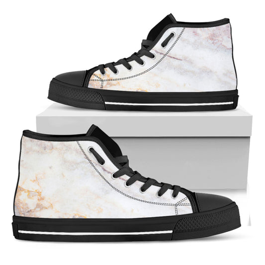Pink White Grey Marble Print Black High Top Sneakers