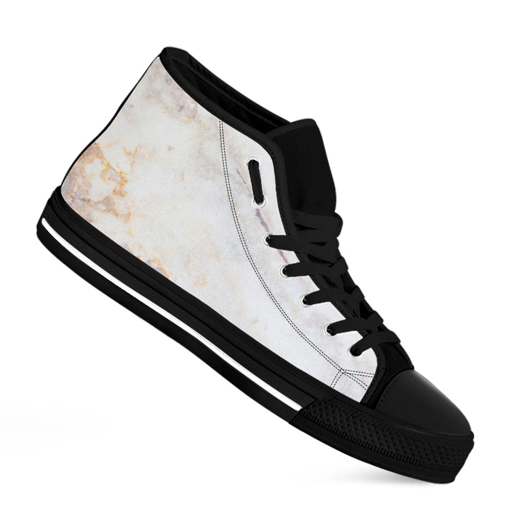 Pink White Grey Marble Print Black High Top Sneakers