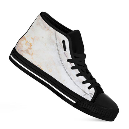 Pink White Grey Marble Print Black High Top Sneakers