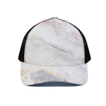 Pink White Grey Marble Print Black Mesh Trucker Cap