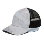 Pink White Grey Marble Print Black Mesh Trucker Cap