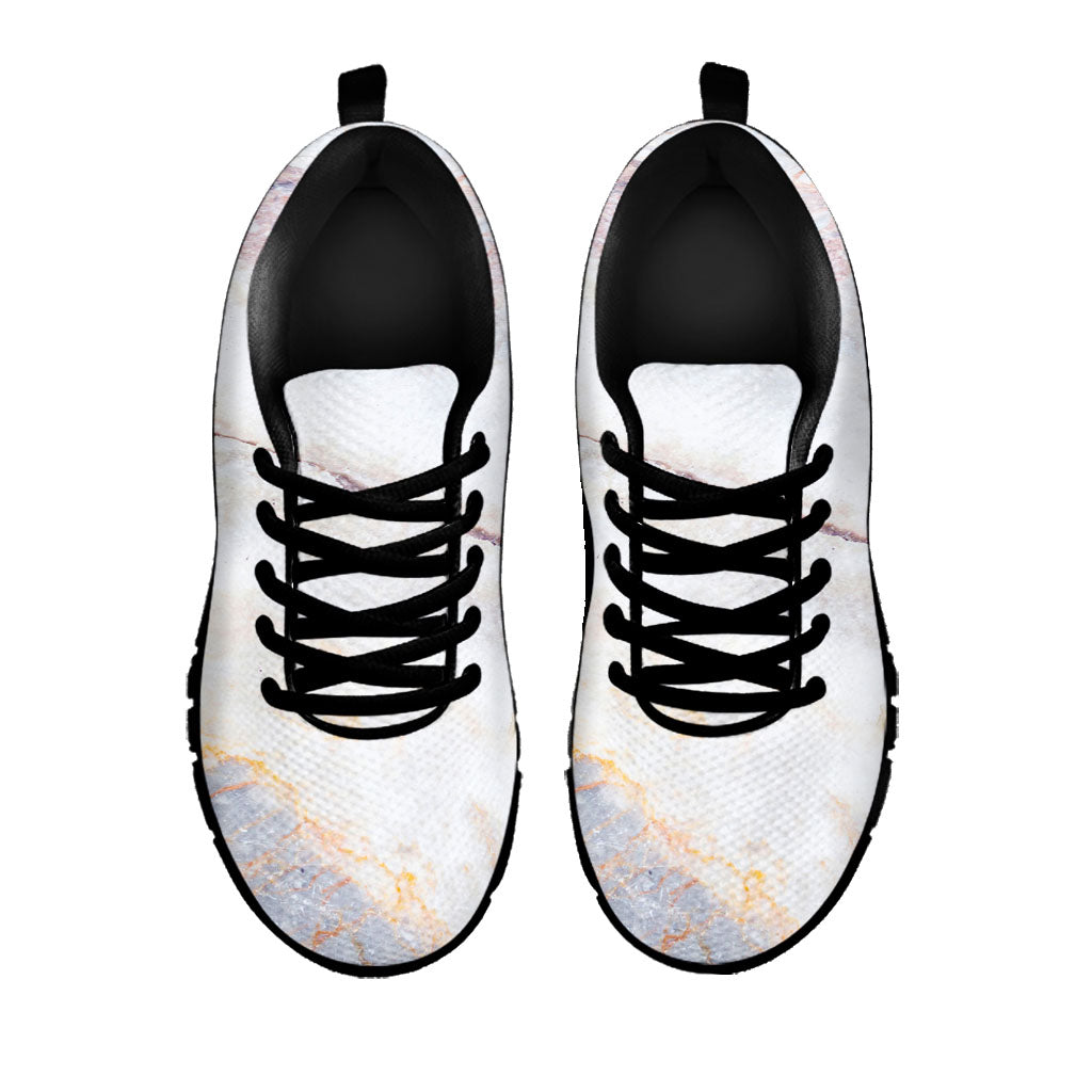 Pink White Grey Marble Print Black Running Shoes