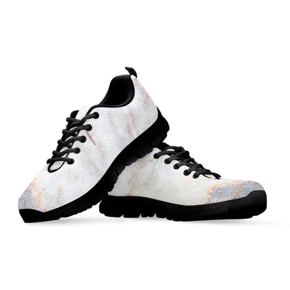 Pink White Grey Marble Print Black Running Shoes