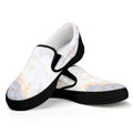 Pink White Grey Marble Print Black Slip On Sneakers