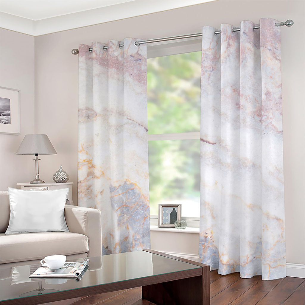 Pink White Grey Marble Print Blackout Grommet Curtains