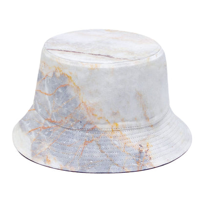 Pink White Grey Marble Print Bucket Hat