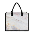 Pink White Grey Marble Print Canvas Tote Bag