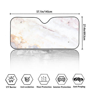 Pink White Grey Marble Print Car Windshield Sun Shade