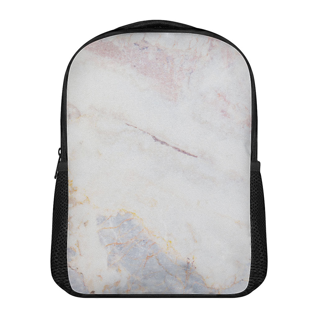 Pink White Grey Marble Print Casual Backpack