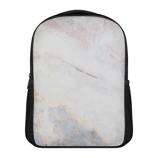 Pink White Grey Marble Print Casual Backpack