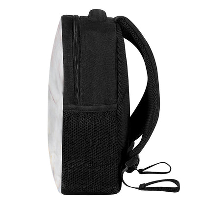 Pink White Grey Marble Print Casual Backpack