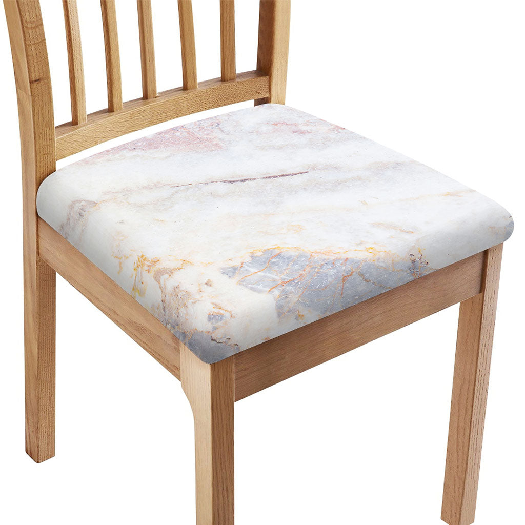 Pink White Grey Marble Print Chair Cushion Cover