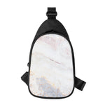 Pink White Grey Marble Print Chest Bag