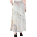 Pink White Grey Marble Print Chiffon Maxi Skirt