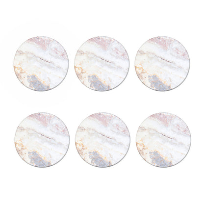Pink White Grey Marble Print Coaster Set