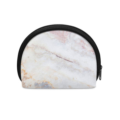 Pink White Grey Marble Print Coin Purse