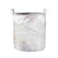 Pink White Grey Marble Print Collapsible Laundry Basket